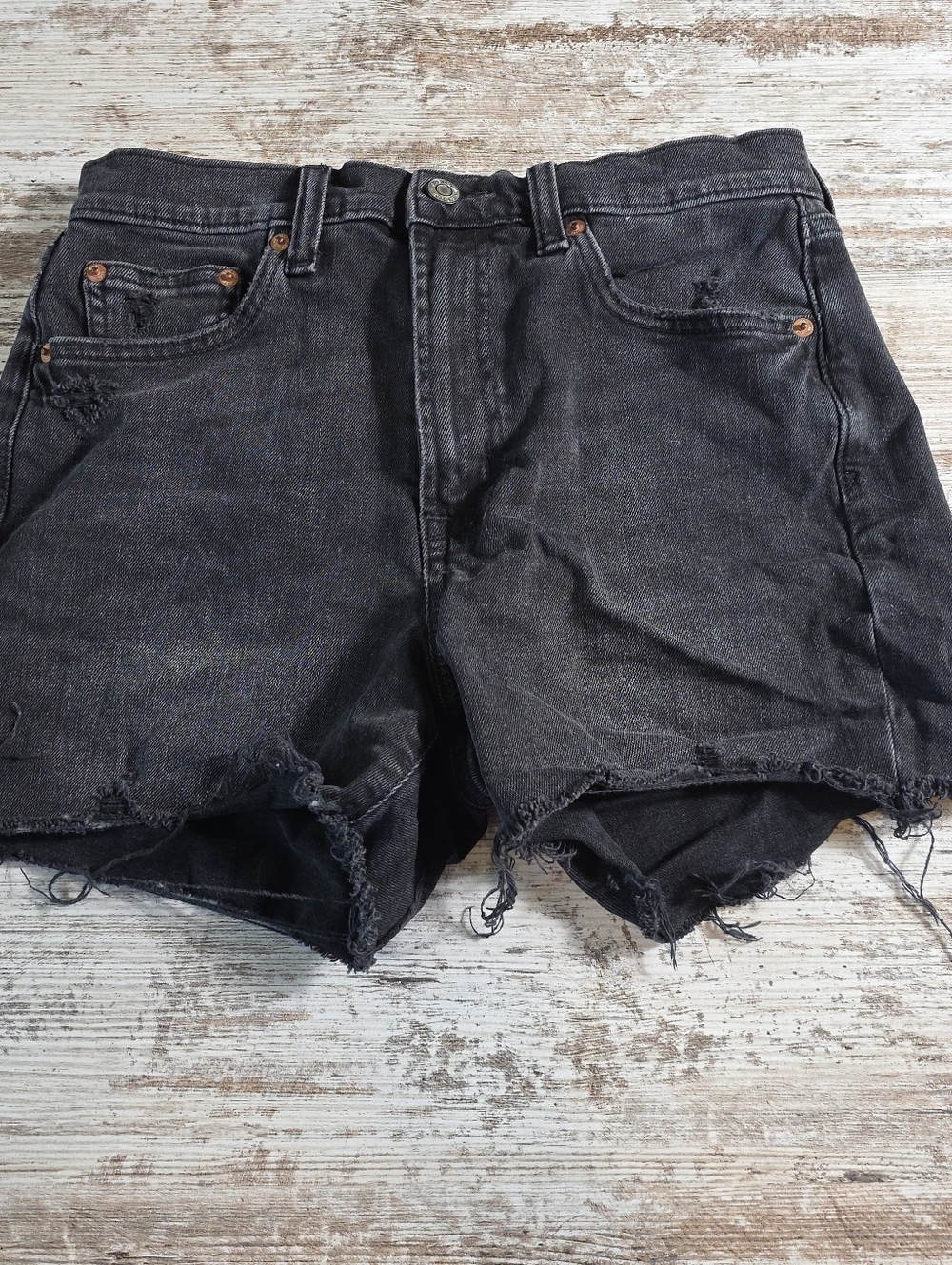 Womens Gap High Rise Shorts Size 6 Black Frayed